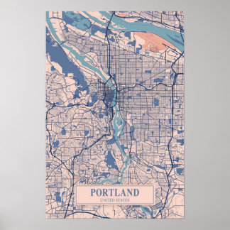 Poster Portland États-Unis Carte de la ville venteuse Voy