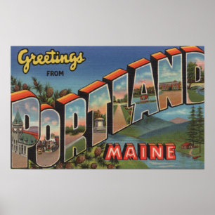 Poster Portland (Maine) (Scène fluviale)