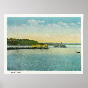 Poster Portland, MaineView du phare d'insecte