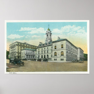 Poster Portland, MaineVue extérieure de l'hôtel de ville