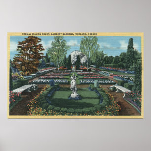 Poster Portland, Oregon - Cour italienne formelle