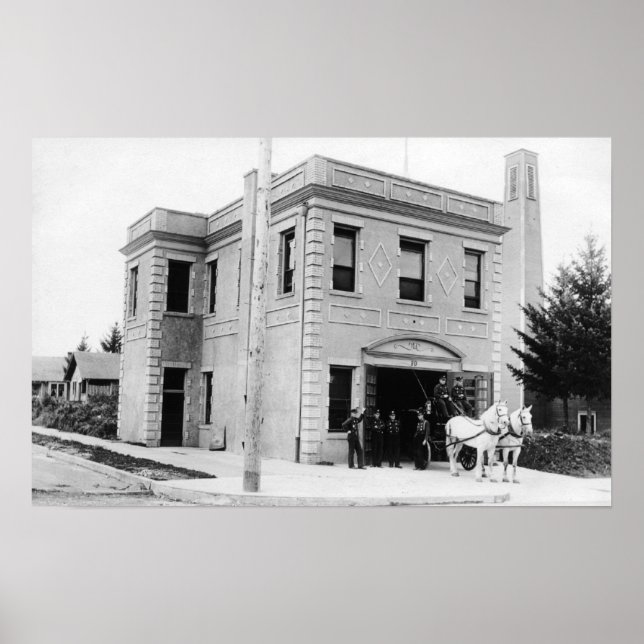 Poster Portland, OU Fire Station #30 Horse Cart (Devant)