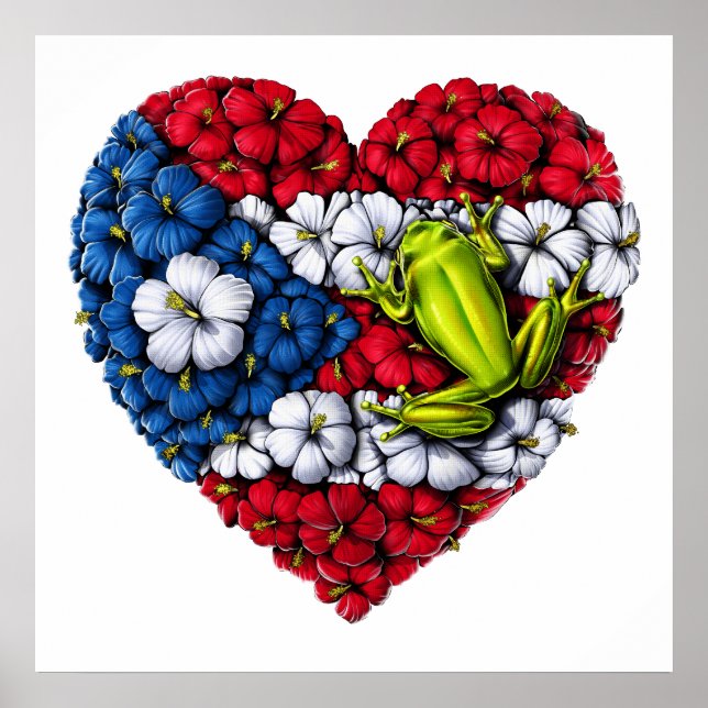 Poster Porto Rico Floral Heart (Devant)