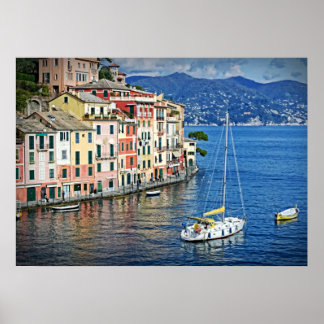 Poster Portofino de voile et l'affiche de la Riviera ital