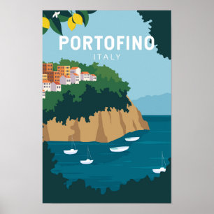 Poster Portofino Italie Retro Voyage Art Vintage