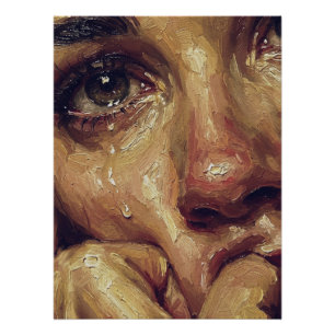 Poster Portrait à l'huile en pleurs — Émotion Texturée