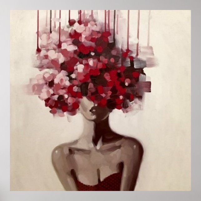 Poster portrait, abstraction, aquarelle, art, décoration, (Devant)