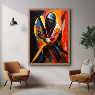 Poster Portrait Abstrait aux couleurs vives Art moderne