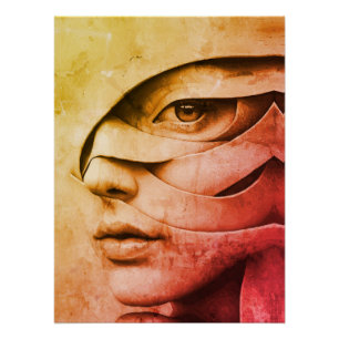 Poster Portrait abstrait contemporain de femme