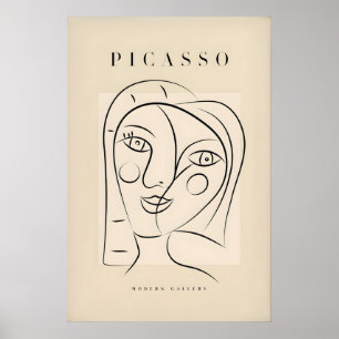 Poster Portrait Abstrait Double Visage Souriant de Picass