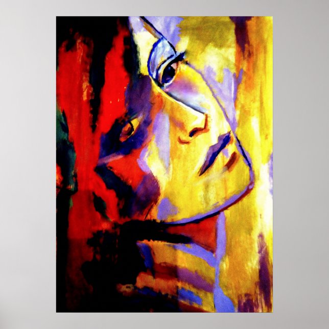 Poster Portrait Abstrait d'une femme Peinture - Imprimant (Devant)