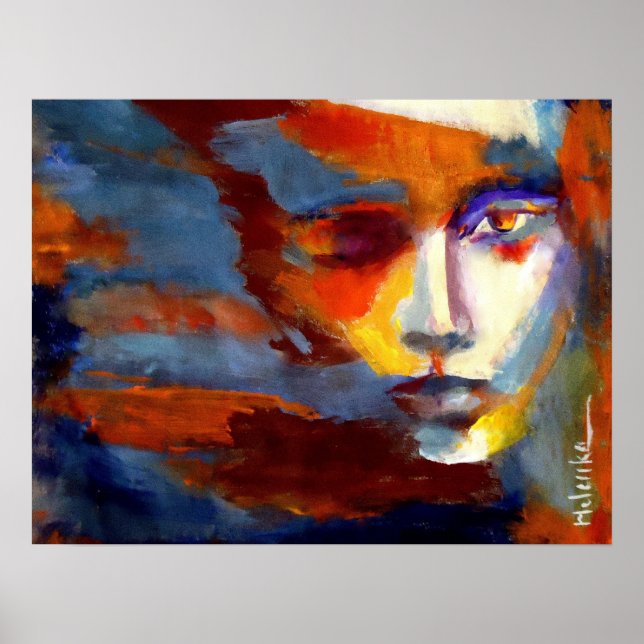 Poster Portrait Abstrait d'une femme Peinture - Imprimant (Devant)