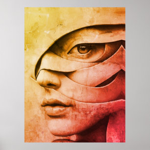 Poster Portrait Abstrait Féminin Contemporain