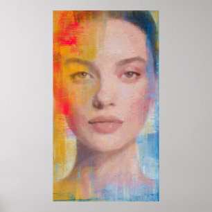 Poster Portrait Abstrait Vibrant à l'Impasto