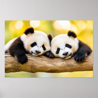Poster Portrait affectueux de panda sauvage