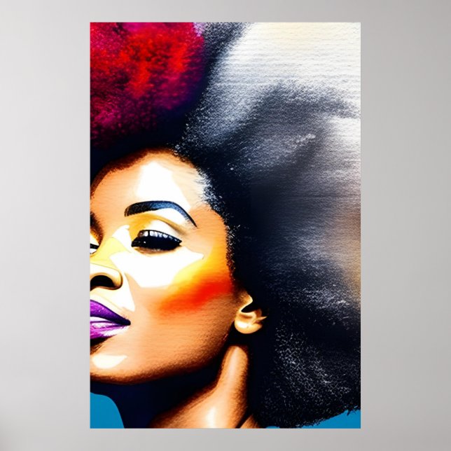 Poster Portrait Afro Noir femme Afro (Devant)