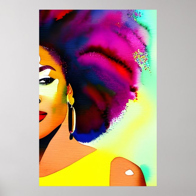 Poster Portrait Afro noir femme Afro (Devant)