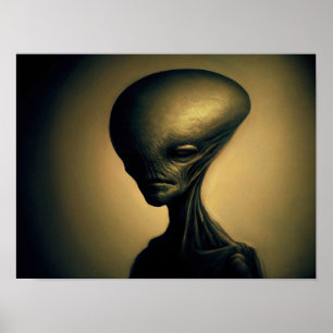 Poster Portrait Alien tiré à la main