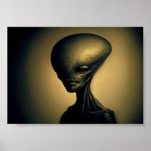 Poster Portrait Alien tiré à la main