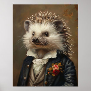 Poster Portrait animal victorien, Hérisson royal habillé
