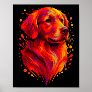 Poster Portrait artistique de Golden Retriever pour les p