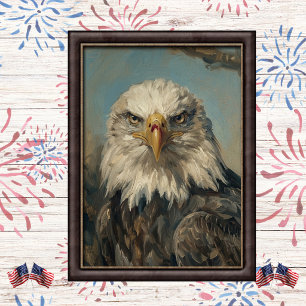 Poster Portrait artistique de l'aigle chauve patriotique 