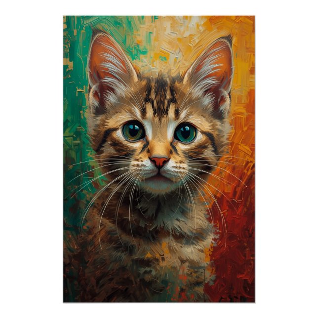 Poster Portrait Artistique Kitten - Peinture à l'huile vi (Devant)