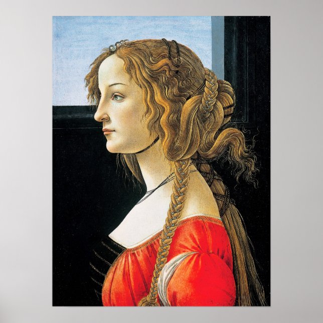 Poster Portrait Botticelli d'une jeune femme (Devant)