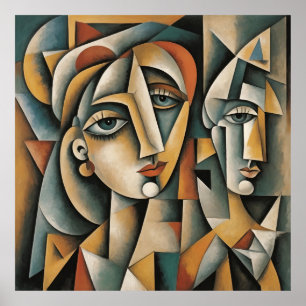 Poster Portrait Cubiste Art Imprimer Picasso Braque Inspi