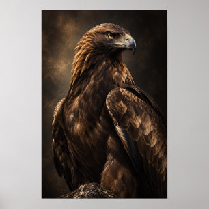 Poster Portrait d'Aigle Royal dans une Lumière Dramatique