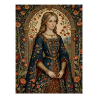 Portrait Dame au jardin moyen-âge renaissance