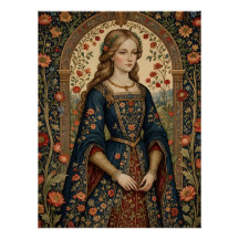 Portrait Dame au jardin moyen-âge renaissance