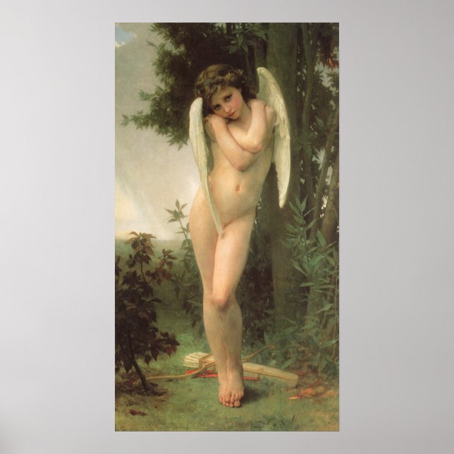 Poster Portrait d'ange de Cupid (Cupidon) par Bouguereau (Devant)
