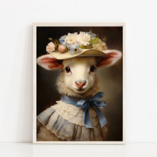 Poster Portrait d'animal victorien, bébé mouton royal vin
