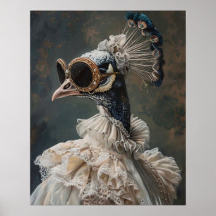 Poster Portrait d'animal victorien, Lady Peacock habillé