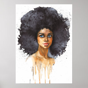 Poster Portrait d'aquarelle d'une femme africaine