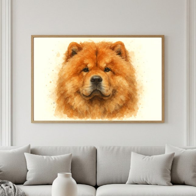 Poster Portrait d'aquarelle Fluffy Chow Chow (Créateur téléchargé)