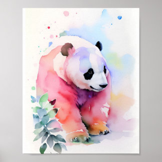 Poster Portrait d'aquarelle Panda 1