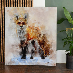Poster Portrait d'aquarelle Red Fox 02