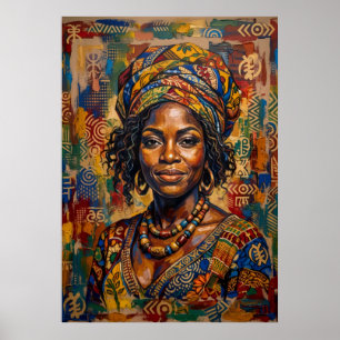 Poster Portrait d'art africain coloré