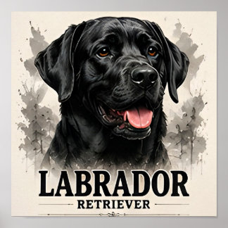 Poster Portrait d'art de chien de famille loyal Labrador