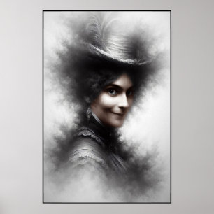 Poster Portrait d'art de femme victorienne mystérieuse et