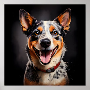 Poster Portrait d'art du réalisme de chien de bétail aust