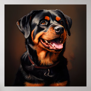 Poster Portrait d'art du réalisme Rottweiler