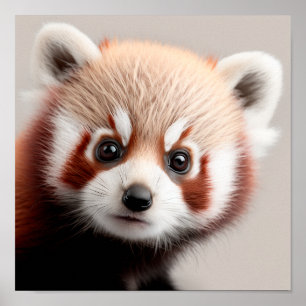 Poster Portrait de bébé panda roux mignon    Carré 1:1