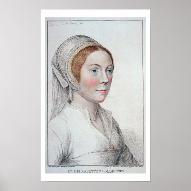 Poster Portrait de Catherine Howard (1520-42) gravé par (Devant)