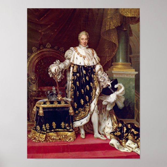 Poster Portrait de Charles X dans Robes de couronnement,  (Devant)