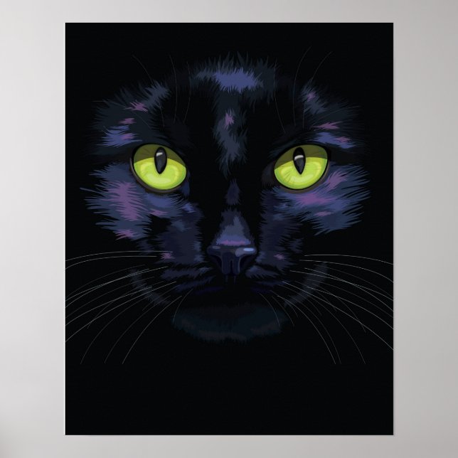 Poster Portrait de chat noir (Devant)