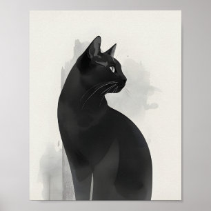 Poster Portrait de chat noir sur toile, cadeau parfait