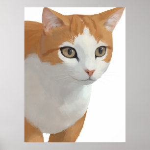 Poster Portrait de chat orange et blanc